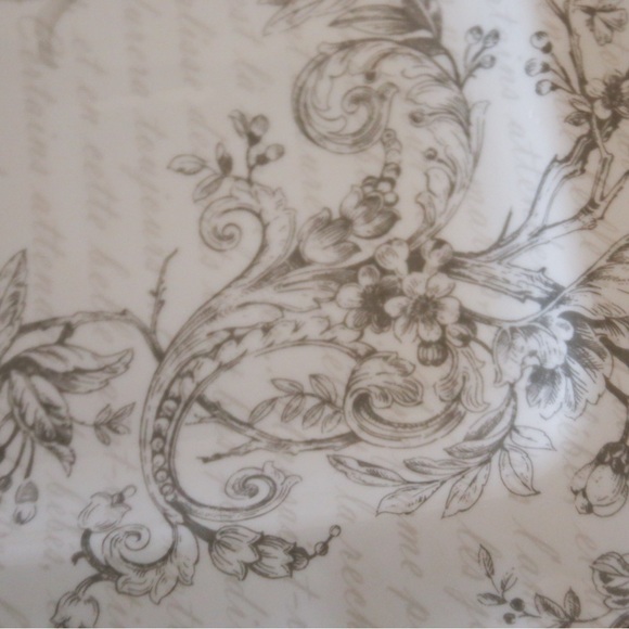 222 Fifth “Love Poem” Fine China Square Plate – 10” Gray Floral Scroll Design - Picture 5 of 8